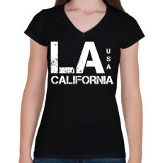 PRINTFASHION LA CALIFORNIA - Női V-nyakú póló - Fekete