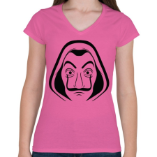 PRINTFASHION La casa de papel - A nagy pénzrablás - Női V-nyakú póló - Rózsaszín női póló