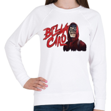 PRINTFASHION La casa de papel - Bella ciao art - Női pulóver - Fehér női pulóver, kardigán