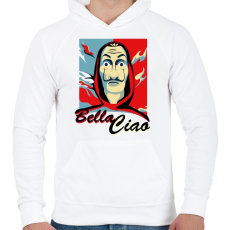 PRINTFASHION La casa de papel - Bella Ciao - Férfi kapucnis pulóver - Fehér