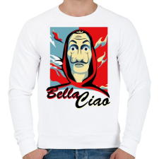 PRINTFASHION La casa de papel - Bella Ciao - Férfi pulóver - Fehér férfi pulóver, kardigán