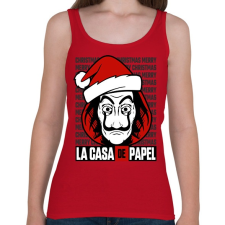 PRINTFASHION La Casa De Papel Christmas háttérrel - Női atléta - Cseresznyepiros női trikó