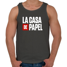 PRINTFASHION La casa de papel fehér felirat - Férfi atléta - Sötétszürke