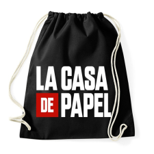 PRINTFASHION La casa de papel fehér felirat - Sportzsák, Tornazsák - Fekete tornazsák