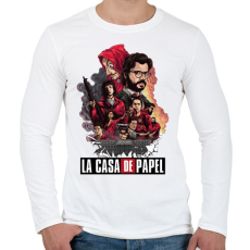PRINTFASHION La Casa de Papel  - Férfi hosszú ujjú póló - Fehér