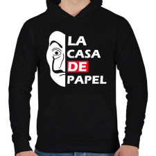 PRINTFASHION La casa de papel - Férfi kapucnis pulóver - Fekete férfi pulóver, kardigán