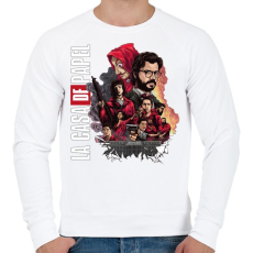 PRINTFASHION La Casa de Papel  - Férfi pulóver - Fehér