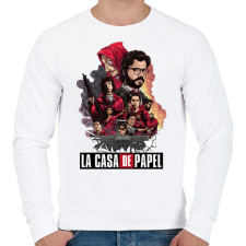 PRINTFASHION La Casa de Papel - Férfi pulóver - Fehér férfi pulóver, kardigán
