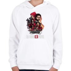 PRINTFASHION La Casa de Papel  - Gyerek kapucnis pulóver - Fehér