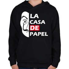 PRINTFASHION La casa de papel - Gyerek kapucnis pulóver - Fekete gyerek pulóver, kardigán