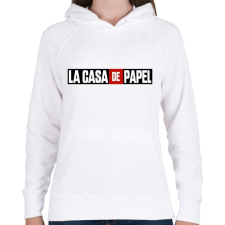 PRINTFASHION La casa de papel logo - Női kapucnis pulóver - Fehér női pulóver, kardigán