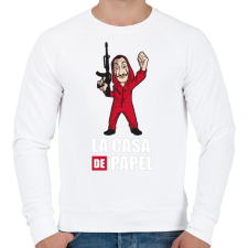 PRINTFASHION La casa de papel N2 - Férfi pulóver - Fehér férfi pulóver, kardigán