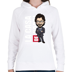PRINTFASHION La casa de papel N4 - Női kapucnis pulóver - Fehér