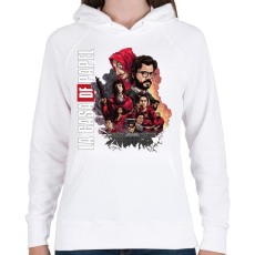 PRINTFASHION La Casa de Papel  - Női kapucnis pulóver - Fehér
