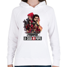 PRINTFASHION La Casa de Papel  - Női kapucnis pulóver - Fehér női pulóver, kardigán