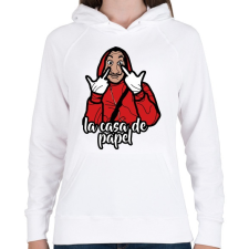 PRINTFASHION La Casa de Papel - Női kapucnis pulóver - Fehér női pulóver, kardigán