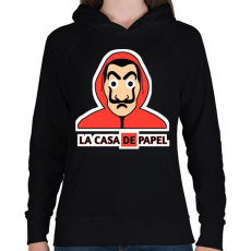 PRINTFASHION LA CASA DE PAPEL - Női kapucnis pulóver - Fekete