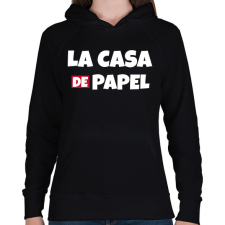 PRINTFASHION LA CASA DE PAPEL - Női kapucnis pulóver - Fekete női pulóver, kardigán