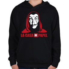 PRINTFASHION La casa de papel RL - Gyerek kapucnis pulóver - Fekete