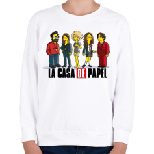 PRINTFASHION La casa de papel - simps. edition - Gyerek pulóver - Fehér gyerek pulóver, kardigán