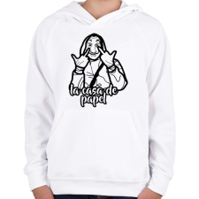 PRINTFASHION La Casa de papel - vonalrajz - Gyerek kapucnis pulóver - Fehér gyerek pulóver, kardigán