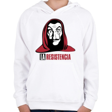 PRINTFASHION La casa del papel - Anonymus  - Gyerek kapucnis pulóver - Fehér
