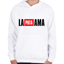 PRINTFASHION La Puta Ama - Gyerek kapucnis pulóver - Fehér gyerek pulóver, kardigán