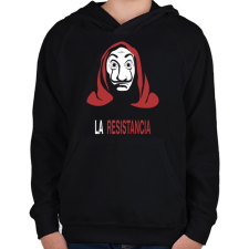 PRINTFASHION La Resistancia - Gyerek kapucnis pulóver - Fekete gyerek pulóver, kardigán