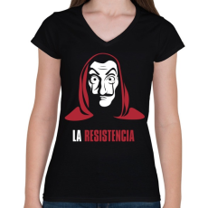 PRINTFASHION La Resistencia - Női V-nyakú póló - Fekete
