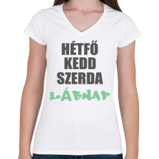 PRINTFASHION Lábnap - Női V-nyakú póló - Fehér