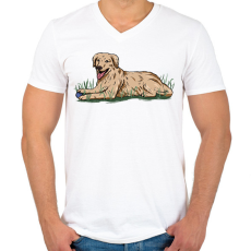 PRINTFASHION Labrador - Férfi V-nyakú póló - Fehér