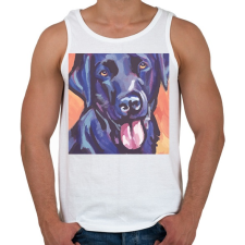 PRINTFASHION Labrador festmény - Férfi atléta - Fehér atléta, trikó