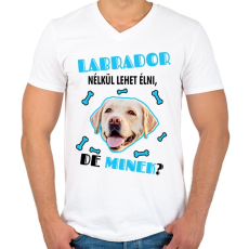 PRINTFASHION Labrador nélkül lehet élni, de minek? - Férfi V-nyakú póló - Fehér