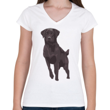 PRINTFASHION Labrador - Női V-nyakú póló - Fehér női póló