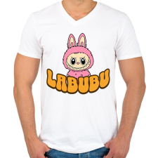 PRINTFASHION Labubu - Férfi V-nyakú póló - Fehér férfi póló