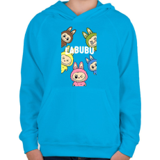 PRINTFASHION Labubu - Gyerek kapucnis pulóver - Azúrkék