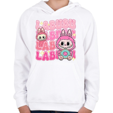 PRINTFASHION Labubu - Gyerek kapucnis pulóver - Fehér gyerek pulóver, kardigán