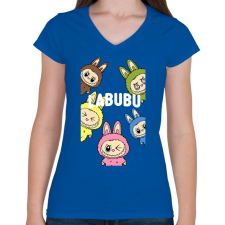 PRINTFASHION Labubu - Női V-nyakú póló - Királykék női póló