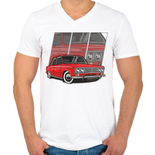 PRINTFASHION Lada - Férfi V-nyakú póló - Fehér férfi póló