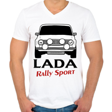 PRINTFASHION Lada rally - Férfi V-nyakú póló - Fehér férfi póló