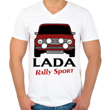 PRINTFASHION Lada rally - Férfi V-nyakú póló - Fehér férfi póló
