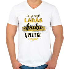 PRINTFASHION Ladás apuka gyereke vagyok - Férfi V-nyakú póló - Fehér férfi póló