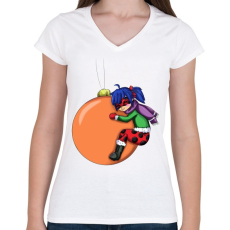 PRINTFASHION Ladybug - Női V-nyakú póló - Fehér