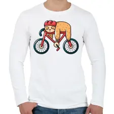 PRINTFASHION Lajhár biciklis - Férfi hosszú ujjú póló - Fehér férfi póló