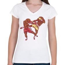 PRINTFASHION Lajhár bunyó - Női V-nyakú póló - Fehér női póló