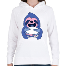 PRINTFASHION Lajhár burgerrel - Női kapucnis pulóver - Fehér női pulóver, kardigán