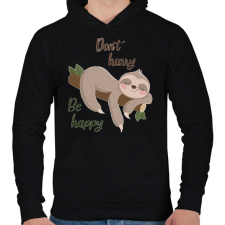 PRINTFASHION Lajhár  - Férfi kapucnis pulóver - Fekete férfi pulóver, kardigán