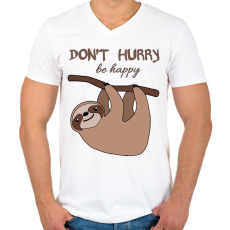 PRINTFASHION Lajhár  - Férfi V-nyakú póló - Fehér