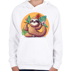 PRINTFASHION Lajhár jóga - Gyerek kapucnis pulóver - Fehér