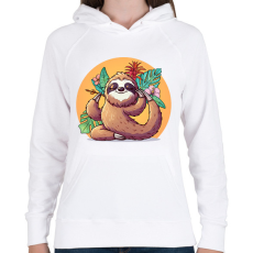 PRINTFASHION Lajhár jóga - Női kapucnis pulóver - Fehér